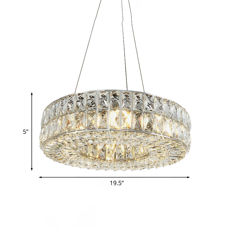 Minimalist Circle Crystal Chandelier Pendant Light With Beveled Prisms - 8-Bulb Dining Room Fixture