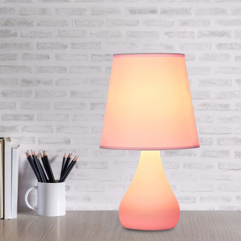 Blue/Pink Ceramic Urn Table Lamp - Nordic Style Night Reading Light With Fabric Shade Pink