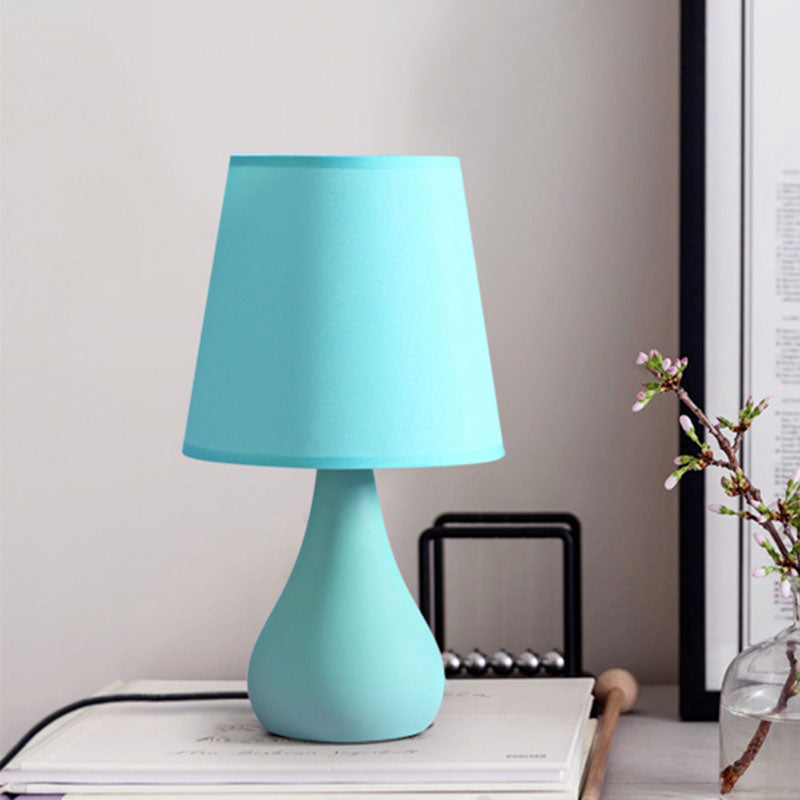 Blue/Pink Ceramic Urn Table Lamp - Nordic Style Night Reading Light With Fabric Shade Blue