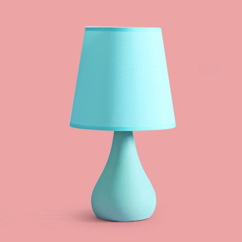 Blue/Pink Ceramic Urn Table Lamp - Nordic Style Night Reading Light With Fabric Shade