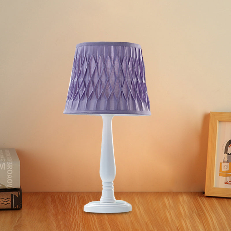 Macaron Barrel Shaped Book Light In Pink/Purple/Green - 1 Bulb Nightstand Lamp For Bedroom