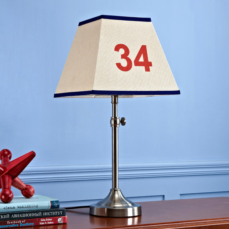 Contemporary Metal Table Lamp With Number Pattern For Bedroom - Beige Night Lighting