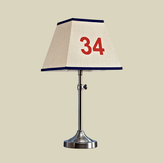 Contemporary Metal Table Lamp With Number Pattern For Bedroom - Beige Night Lighting