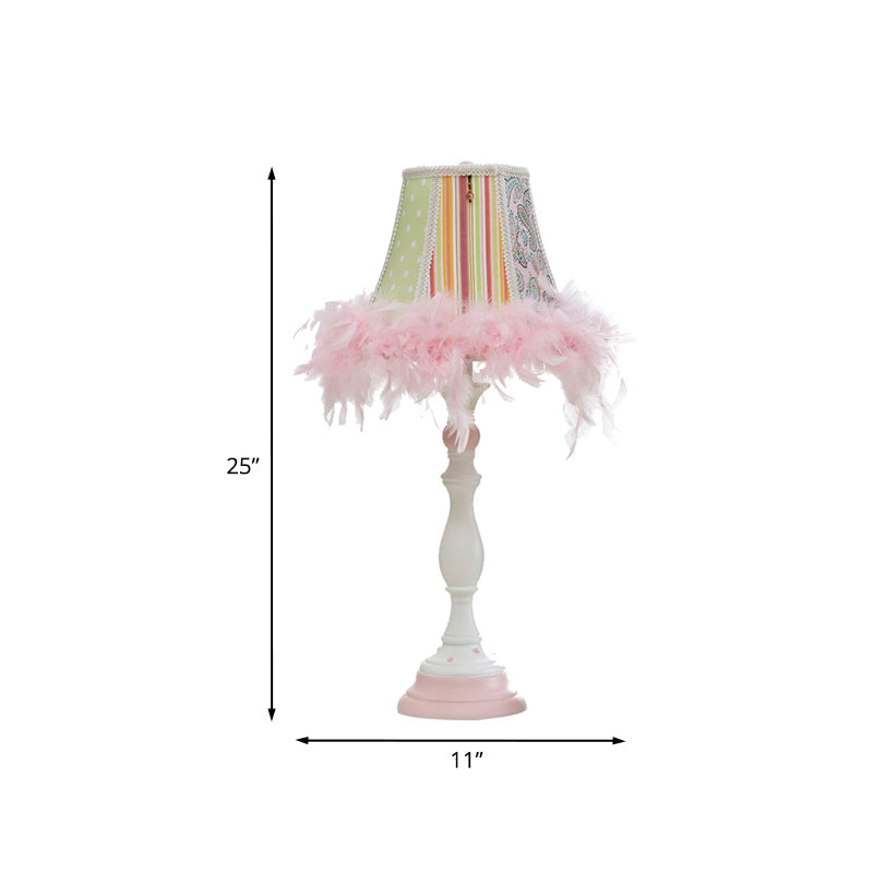 Feather Modern Pink Barrel Resin Table Lamp - 1 Bulb For Bedroom Reading And Book Light
