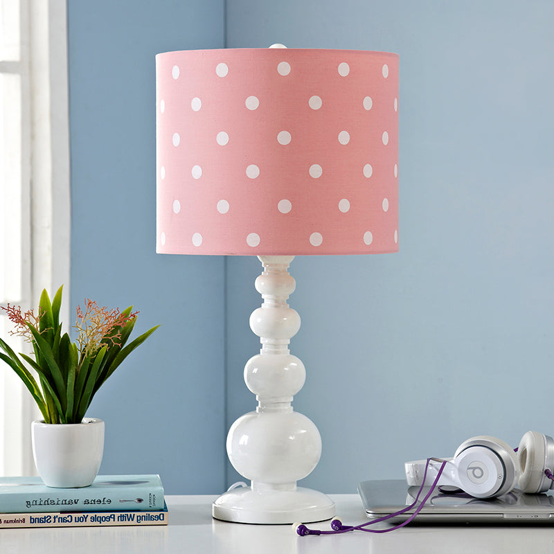 Minimal Resin Drum Shade Desk Lamp - Spot/Stripe Shape 1 Bulb Blue/Pink Night Lighting Pink