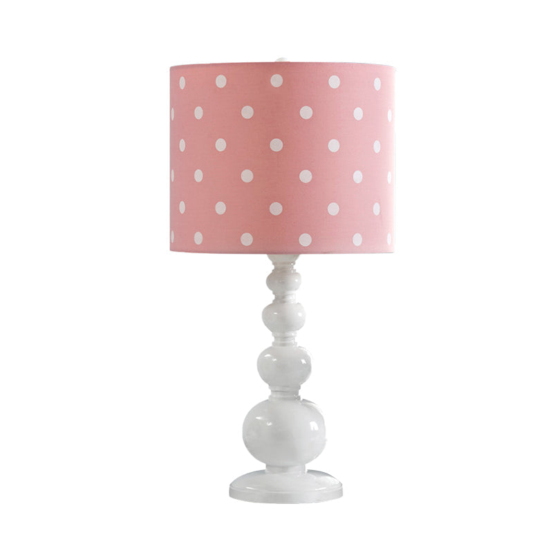 Minimal Resin Drum Shade Desk Lamp - Spot/Stripe Shape 1 Bulb Blue/Pink Night Lighting
