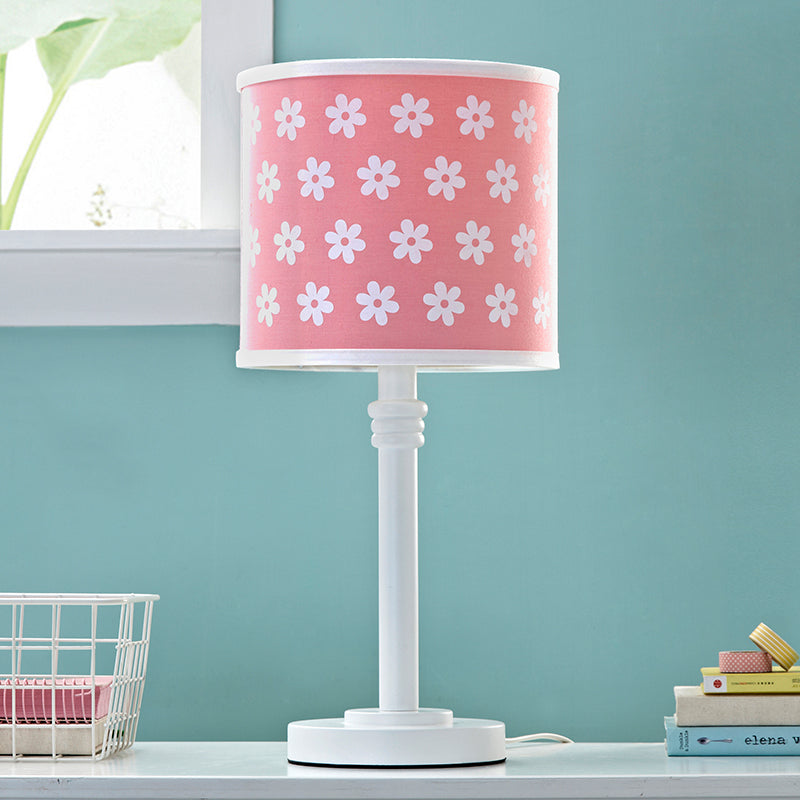 Wooden Drum Lamp: Modern Single-Light Nightstand Light For Bedroom Reading In Pink