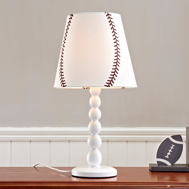 Modern Baseball Design Barrel Night Table Lamp With Reading Light - Bedroom Décor White