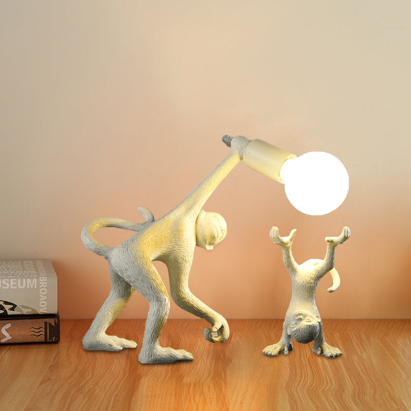 Elena - Resin Resin Monkey Shape Night Table Light Creative 1 Bulb Gold/White/Black Reading Lighting for Bedroom