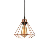 Rose Gold Geometric Cage Ceiling Light - Loft Industrial Pendant Lighting For Bedroom