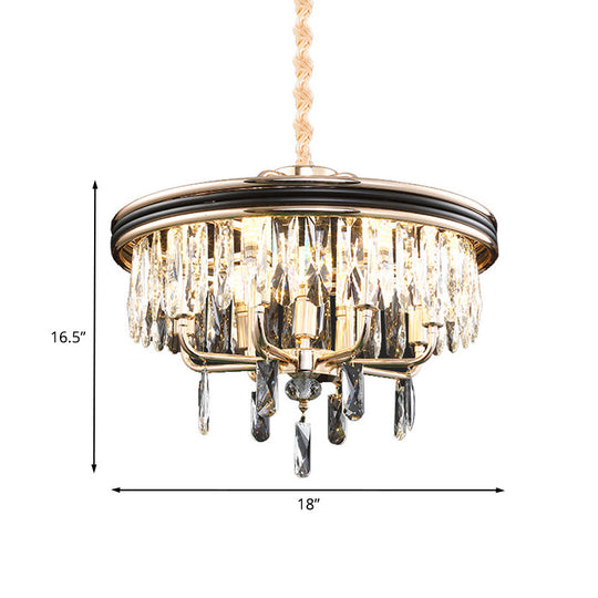 Black Round Chandelier - Simplicity 7-Light Pendant Fixture with Crystal Shade
