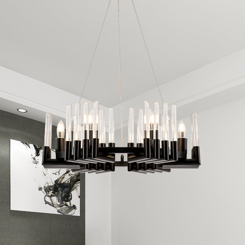 Minimal 6-Light Black Crystal Candelabra Chandelier: Elegant Hanging Lamp For Dining Room