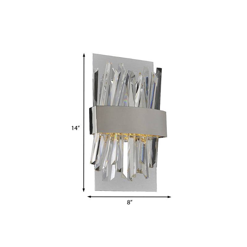 Contemporary Chrome Led Crystal Wall Sconce - Elegant Bedroom Lighting Solution