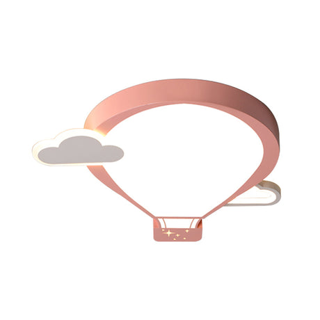 Cartoon Acrylic Led Ceiling Light: Hot Air Balloon Theme In Pink/Blue For Nursery