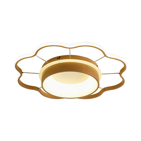 Flower Flush Mount Spotlight Kids Led Light In Pink/Gold Warm/White