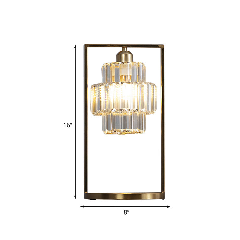 Gabriella - Simplistic 1-Head Brass Finish Night Lamp with Rectangle Frame - Clear