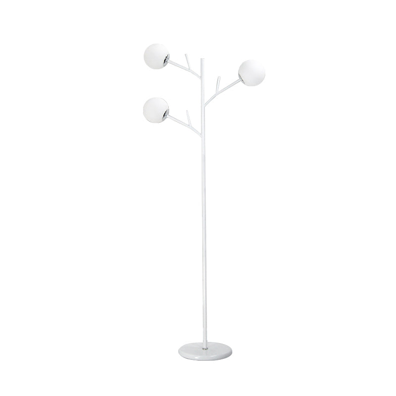 Contemporary Metal Floor Lamp - Tree-Like Design With 3 Bulbs Black/White Bedroom Lighting