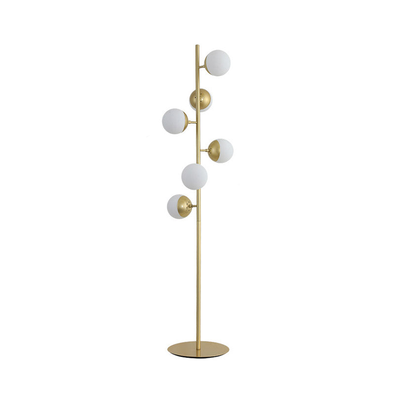 Simplicity Led Gold Floor Reading Lamp With Metal Ball Shape Stand For Living Room