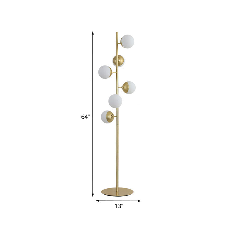 Simplicity Led Gold Floor Reading Lamp With Metal Ball Shape Stand For Living Room