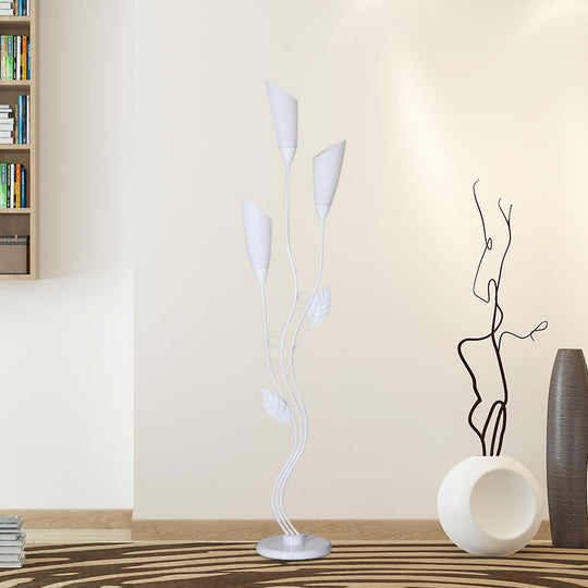 Modern Tree Floor Reading Lamp With Metallic Finish 3-Bulb Standing Light For Study Room Torchiere