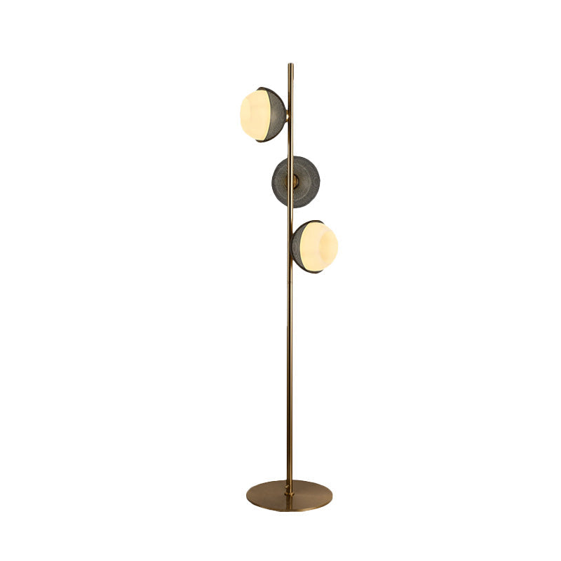 Minimalist Metal Floor Reading Lamp With Coconut Shape 3-Head Black Stand Up Light For Living Room
