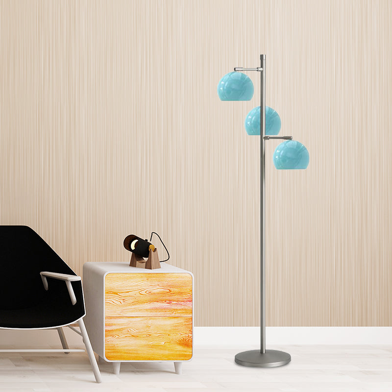Simplicity Sphere-Shaped Metal Floor Lamp With 3 Heads In Black/White/Blue - Ideal For Living Room