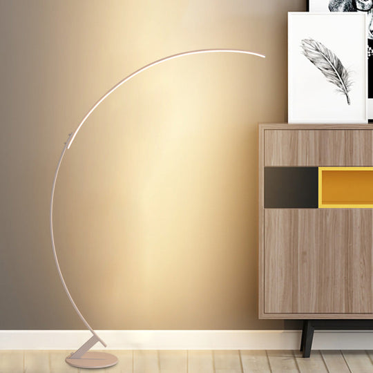 Arched Led Floor Reading Lamp With Simplicity Metallic Design Warm/White Light - White /