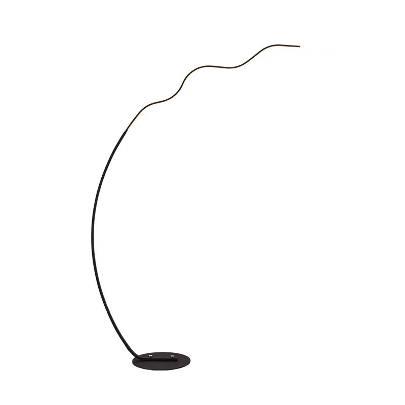 Wave-Shaped Led Metal Standing Lamp With Warm/White Light - Contemporary Floor Lighting