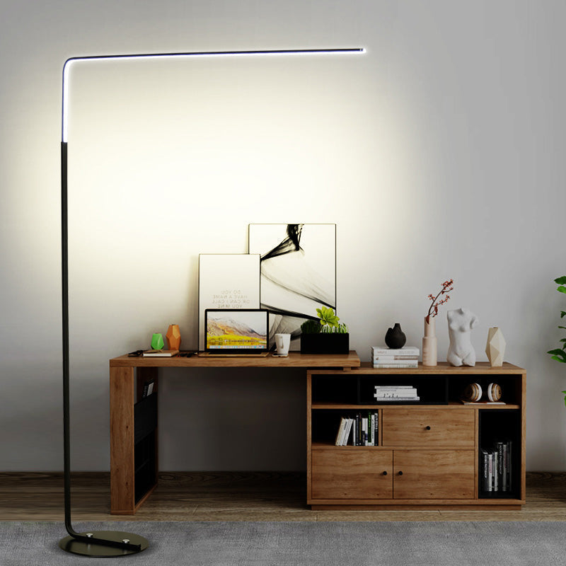 Triangle-Shaped Metallic Led Floor Lamp For Bedroom - Nordic Black/White Reading Light Black