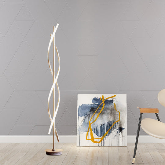Modern Metal Led Floor Lamp With Twisted Stand For Study Room - Warm/White Light White /