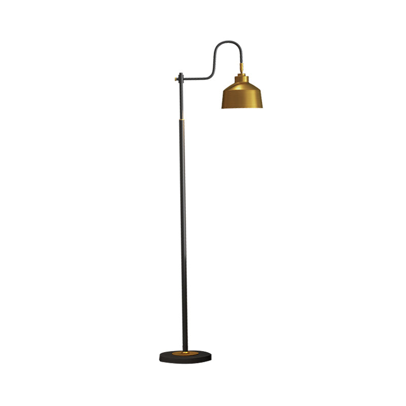 Traditional Gold Barn Shade Reading Floor Lamp With Gooseneck Arm