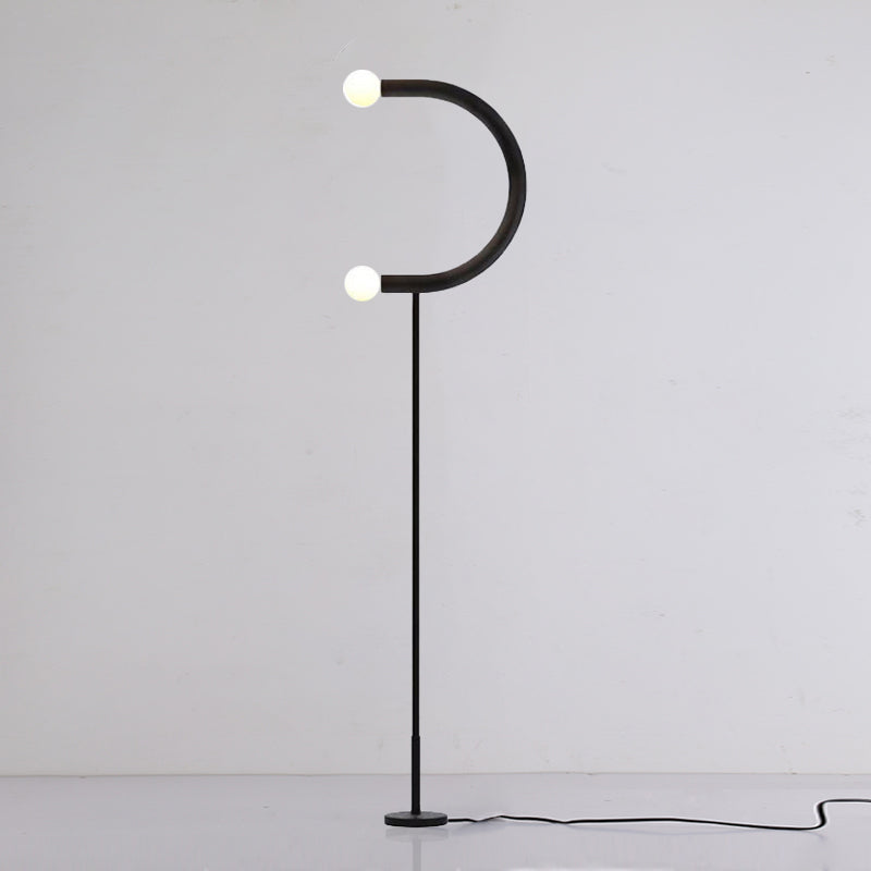 U-Shape Black Finish Led Floor Lamp: Sleek Metal Light For Living Room