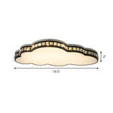 Minimalist Black Led Cloud Shape Flush Mount With Faceted Crystal For Bedroom