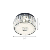 Minimalist Cylinder Crystal Led Ceiling Flush Light For Balcony Clear Rectangle-Cut Design