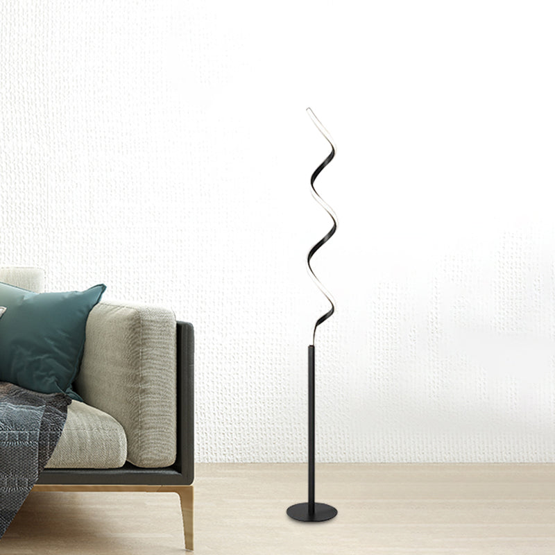Modern Spiral Floor Reading Lamp With Metal Led Light For Bedroom - Black/White Black