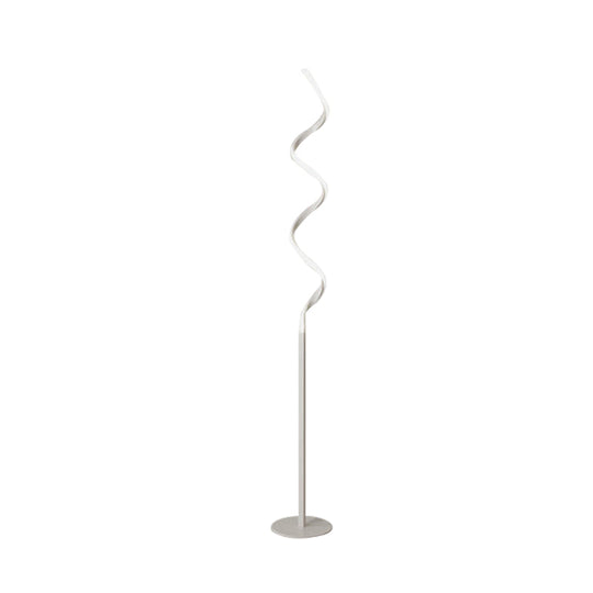 Modern Spiral Floor Reading Lamp With Metal Led Light For Bedroom - Black/White
