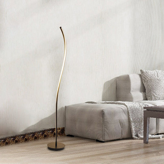 Nordic Led Floor Reading Lamp: Curved Metallic Stand For Living Room Black/White Black
