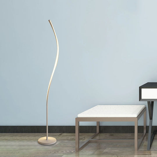 Nordic Led Floor Reading Lamp: Curved Metallic Stand For Living Room Black/White White