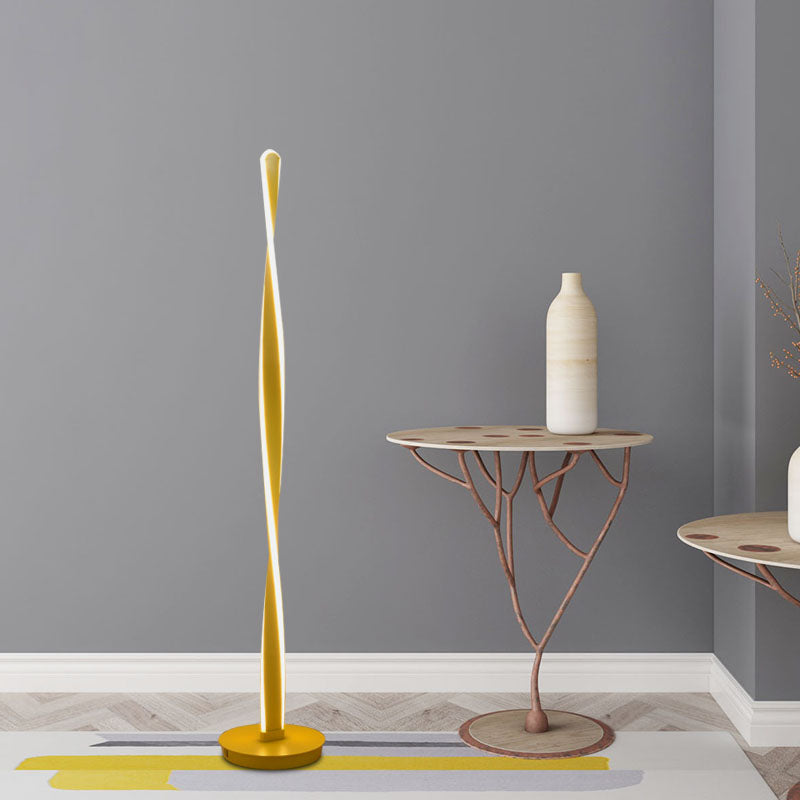 Nordic Led Twist Stick Floor Lamp - Illuminating Yellow Accent For Living Room