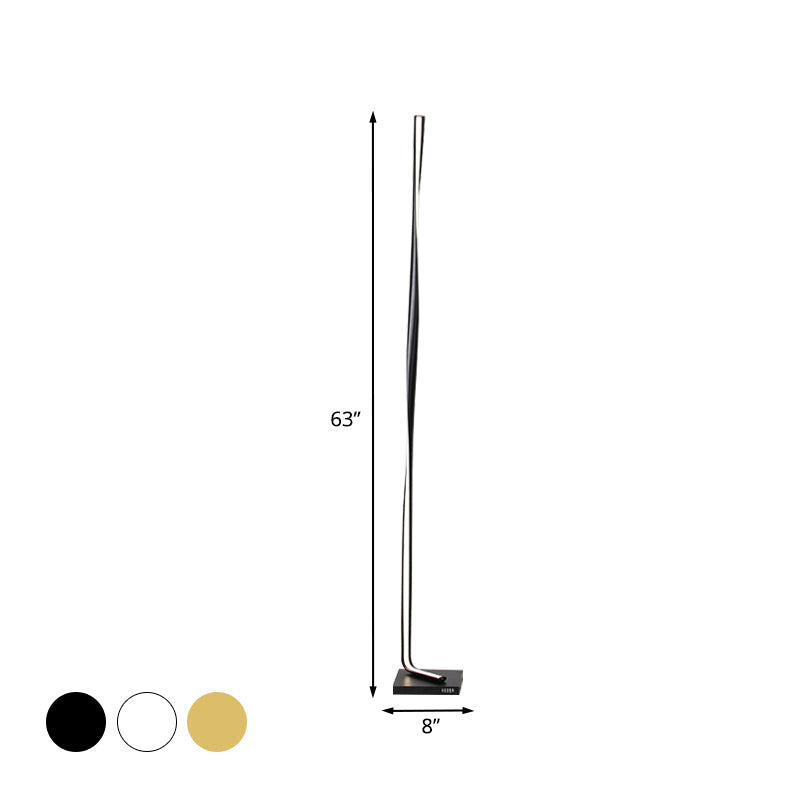 Modern Led Acrylic Floor Lamp For Study Room - Column Stand Up Lighting In Black/White/Gold With