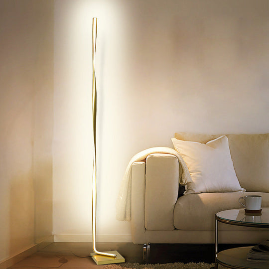Modern Led Acrylic Floor Lamp For Study Room - Column Stand Up Lighting In Black/White/Gold With