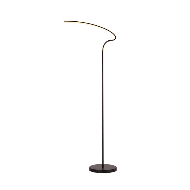 Modern Curved Led Floor Lamp: Stylish Metal Standing Light In Black/White
