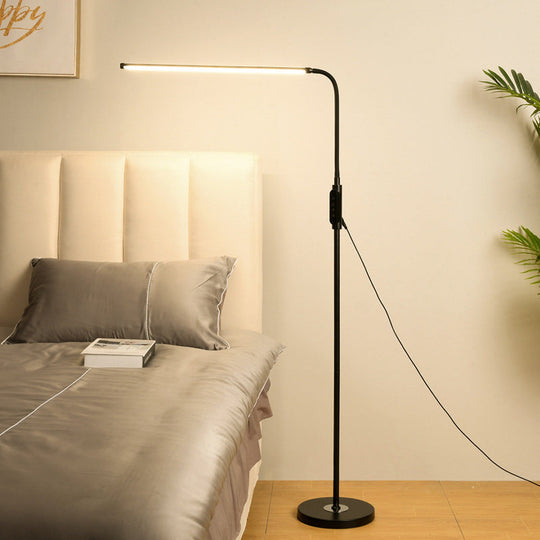 Modernist Adjustable Metallic Linear Standing Lamp - Black/White Led Floor Reading Light Black