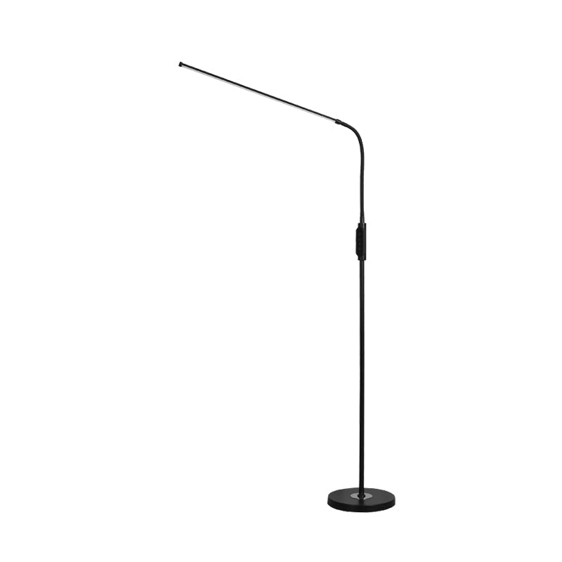 Modernist Adjustable Metallic Linear Standing Lamp - Black/White Led Floor Reading Light