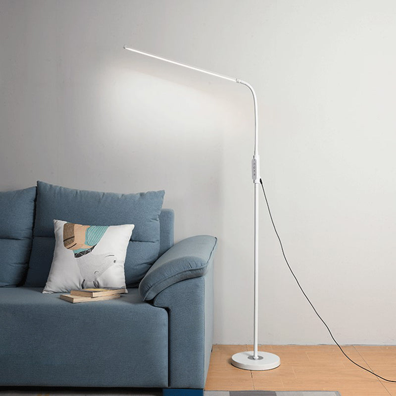 Modernist Adjustable Metallic Linear Standing Lamp - Black/White Led Floor Reading Light White