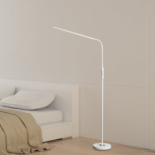 Modernist Adjustable Metallic Linear Standing Lamp - Black/White Led Floor Reading Light
