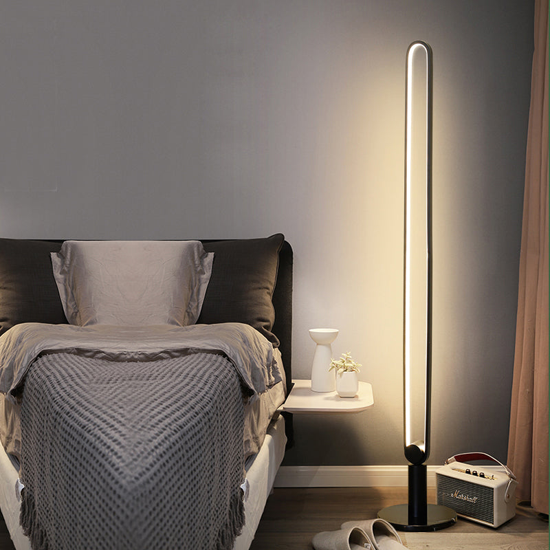 Sleek Black/White Led Floor Lamp With Acrylic Stand For Study Room Black