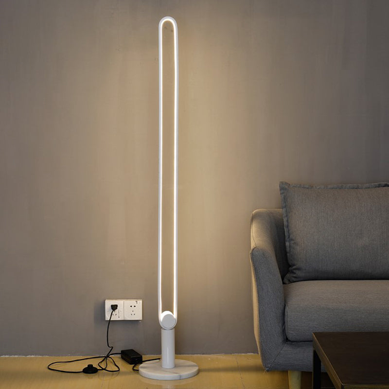 Sleek Black/White Led Floor Lamp With Acrylic Stand For Study Room