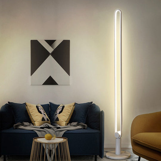 Sleek Black/White Led Floor Lamp With Acrylic Stand For Study Room