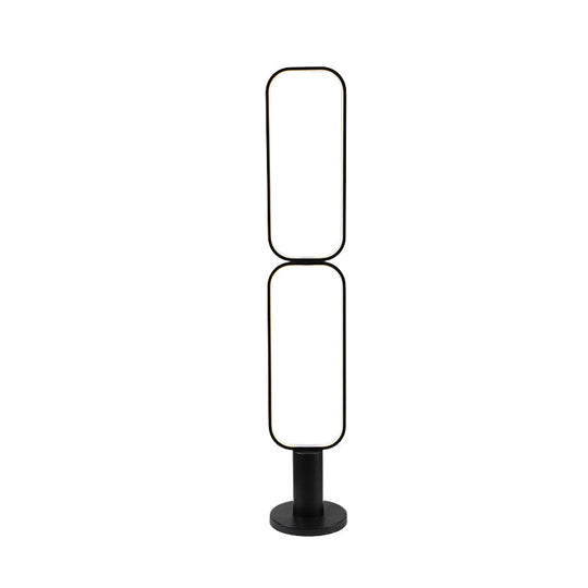Minimalist Metal Led Bedroom Reading Floor Lamp 1/2 Tiers Rectangular Standing Light In Black/White
